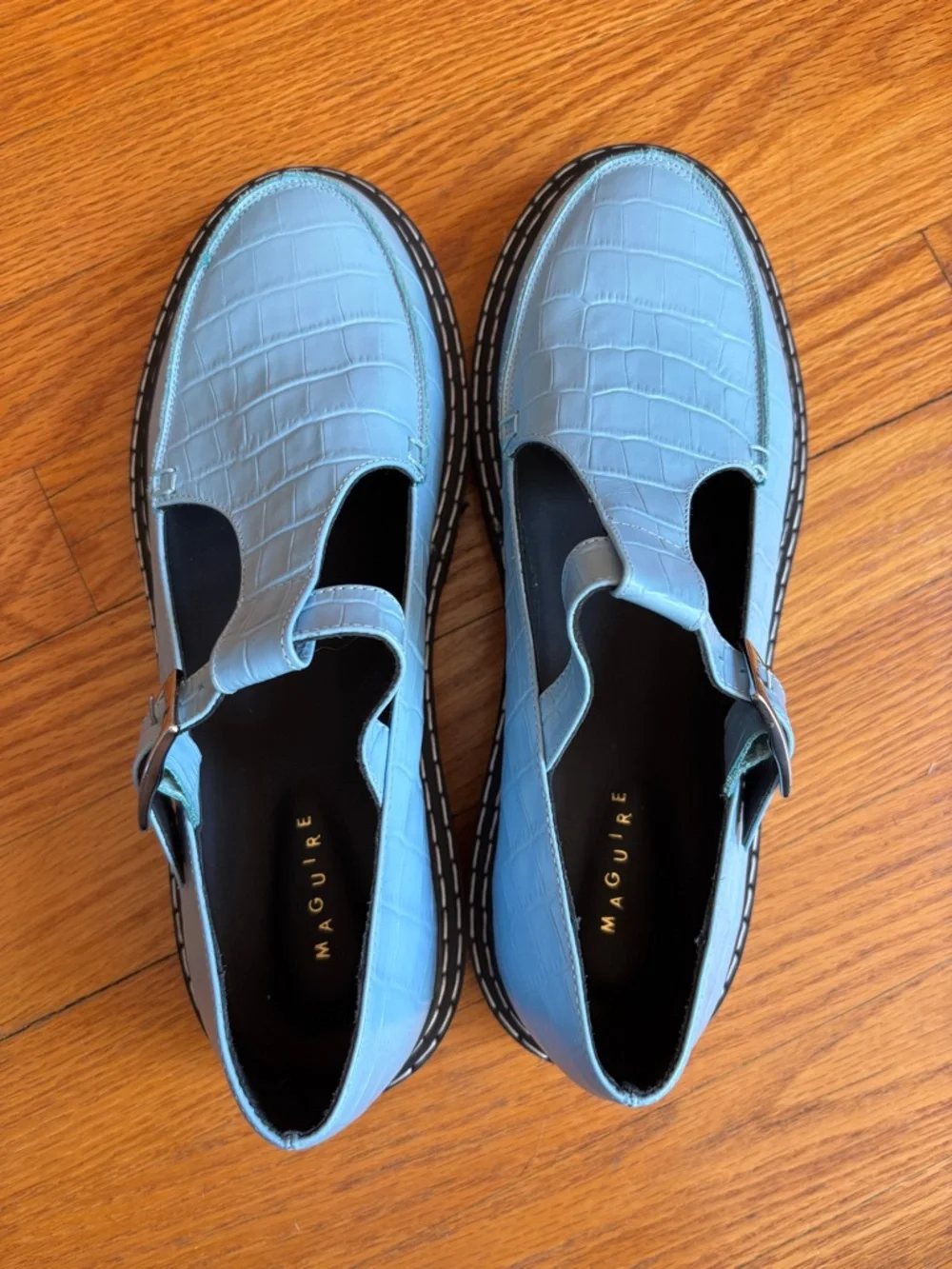Maguire Neiva Mary Jane loafers in Sky Blue Embossed Croc size 41 size 10, 10.5 - Picture 2 of 5